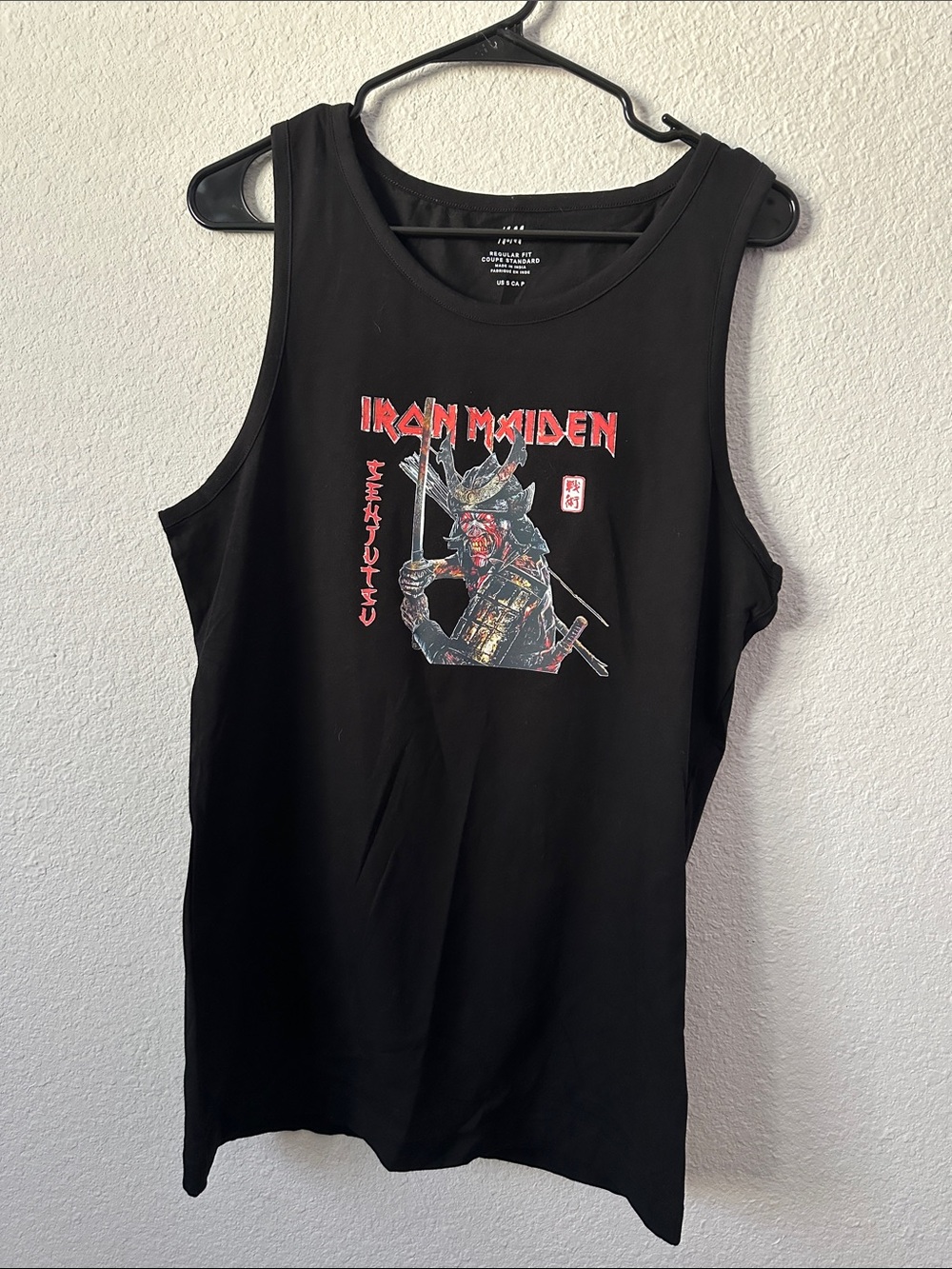 H&M Black Tank Top with Red Samurai Graphic